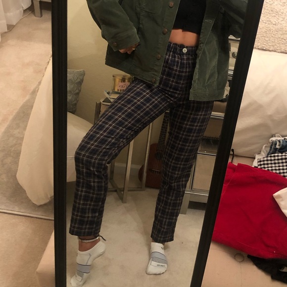 brandy melville red plaid pants